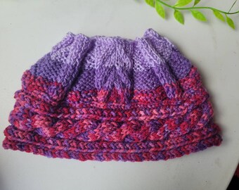 Dreadlock / Pony Tail Beanie, looser fit for extra comfort and Dread Room in Mixed Purples, Plum, Red and Pink Tones