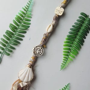 Seashell, Cowrie and hand Beaded Hair Wrap Extension. Beachy Style Dread Wrap. Hippie Dreadlock Extension in Creamy Earthy colours 41cm long