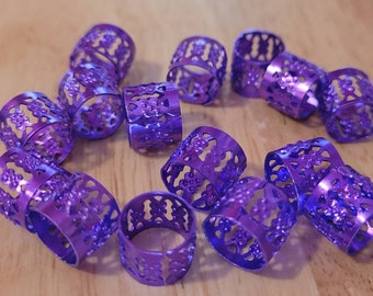 15 Purple Dread Braid Hair Cuffs Dreadlock Beads