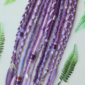Extra lange paarse SE-dreadlockextensies (12 x 22 inch) Tijdelijke synthetische dreads. Amethist lavendel hippie-dreadaccessoire