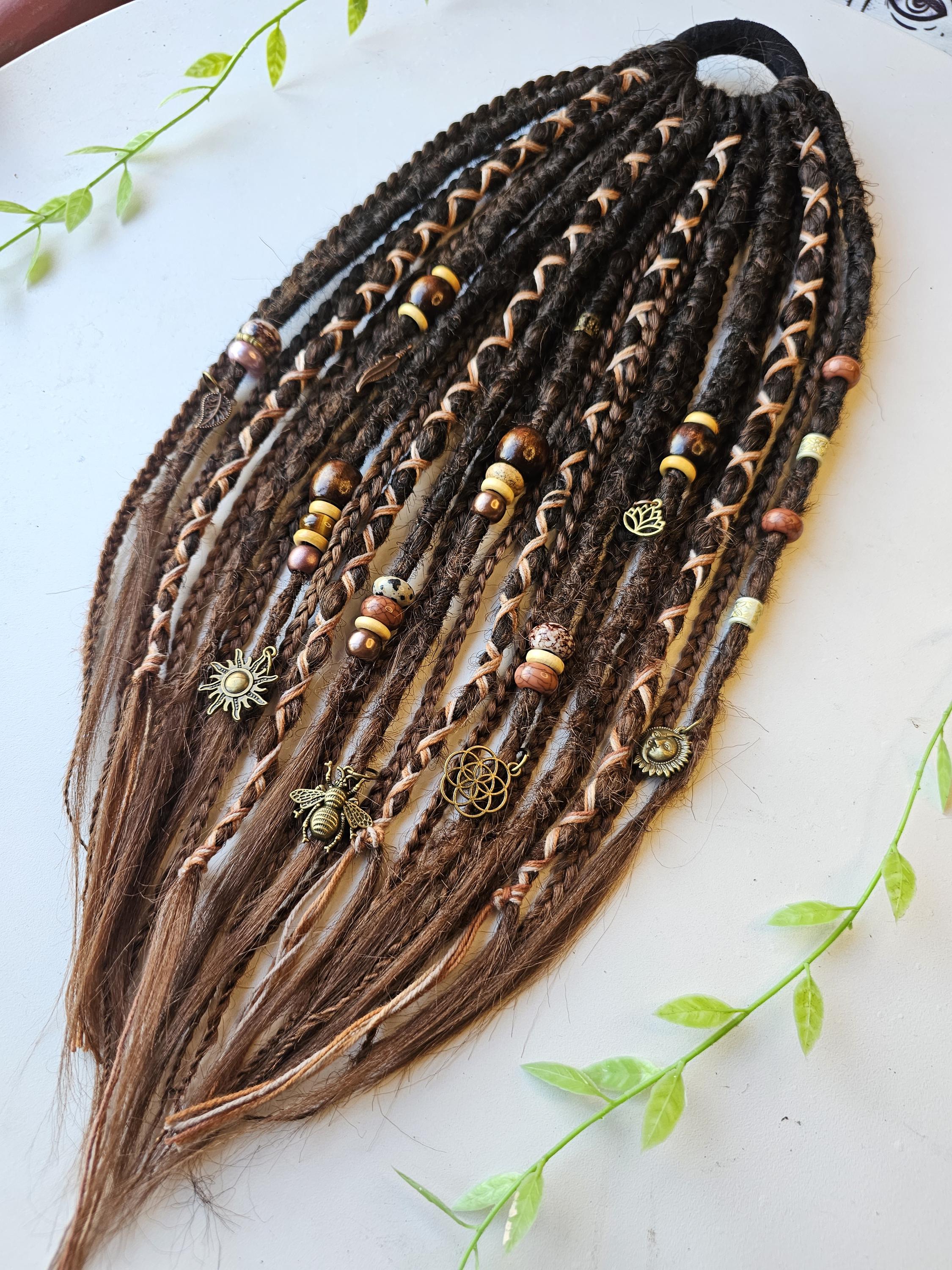 24 18inch Brown Ombre Dreadlock and Braid Extension Pony, Jasper ...