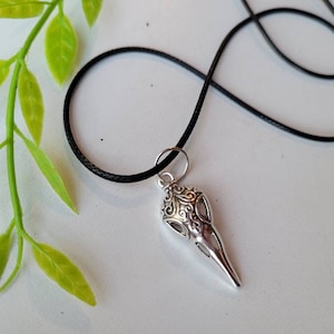 Viking Style Raven Skull Necklace. Pagan, Witchy theme. Vegan Leather