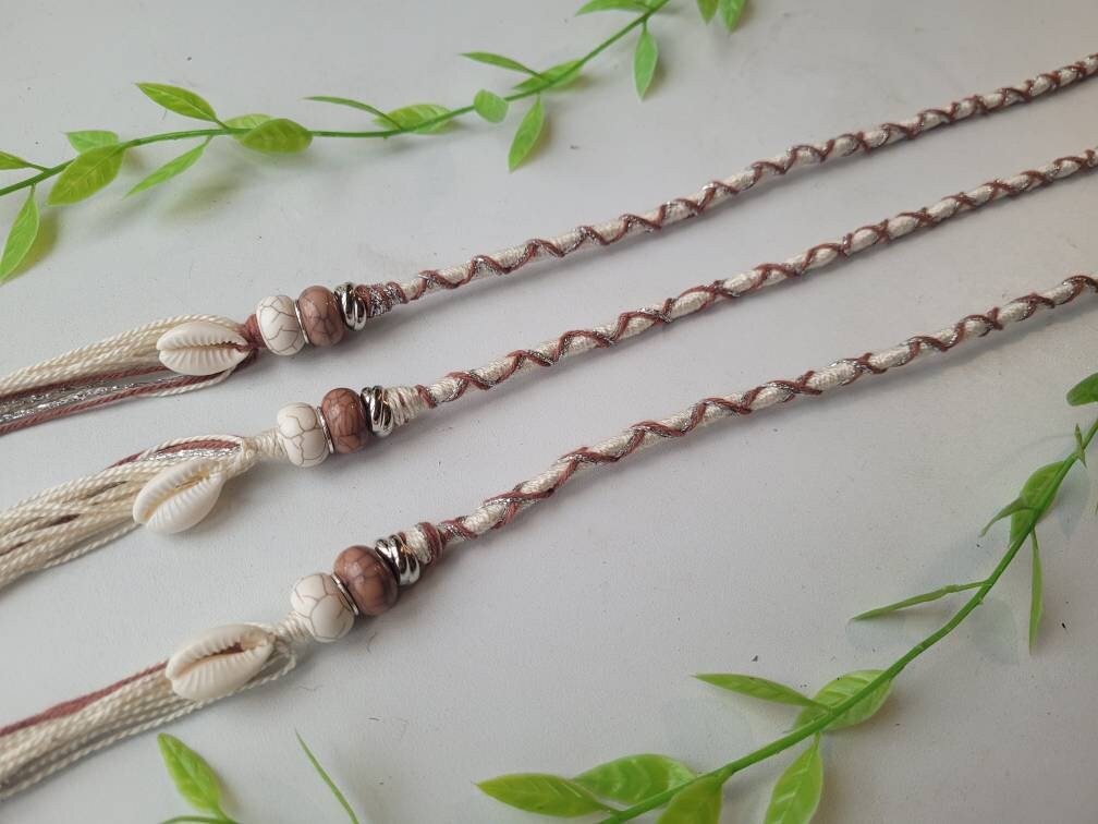 Cowrie Shell Beige & Brown Hair Wrap Fairy Lock Extension - Etsy Australia