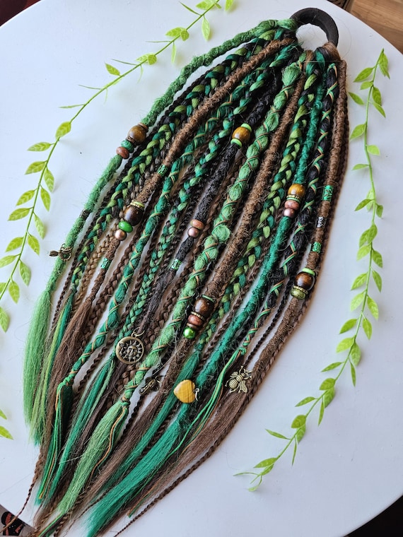 24 20-22inch Dreadlock Pony Tail. Long Green & Brown Dread  display picture 1