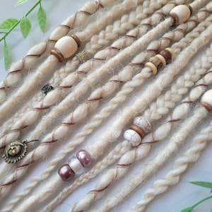 Long White Blonde Dreadlock Extensions With Crystals ( 12 x 20 inch ) boho Hippie temporary Braid in Synthetic Dreads. Beachy bohemian Hair