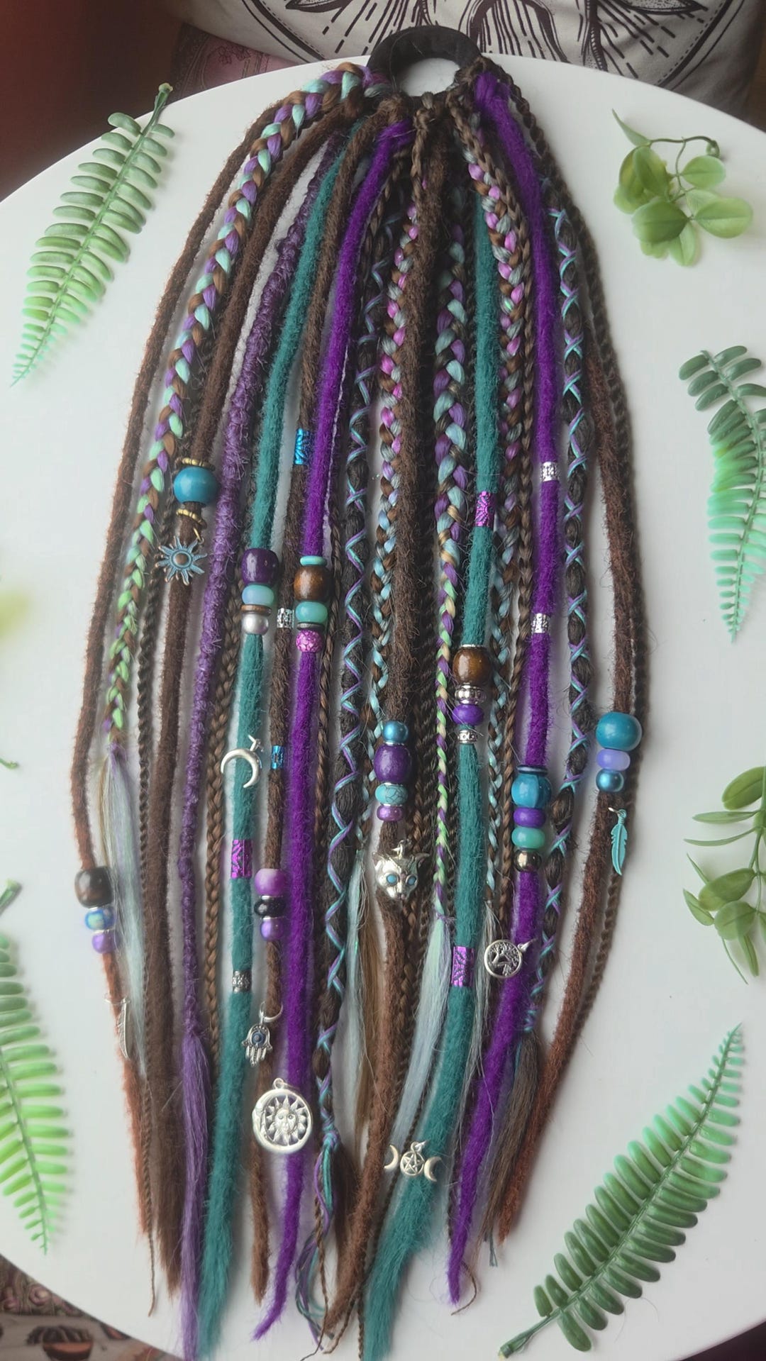24 20-22inch Dreadlock Pony Tail. Long Brown & Mermaid Colour Dread ...