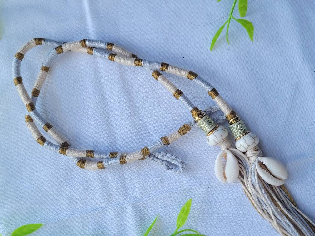 Cowrie Shell Hair Wrap Extensions With Howlite Crystal Gemstone in ...