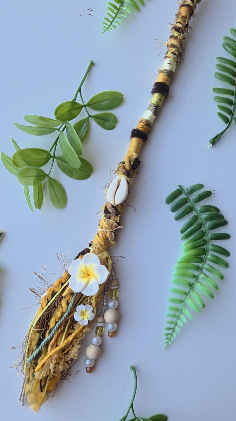 Cowrie Shell, Frangipani & Jasper Hand Beaded Hair Wrap Extension ...