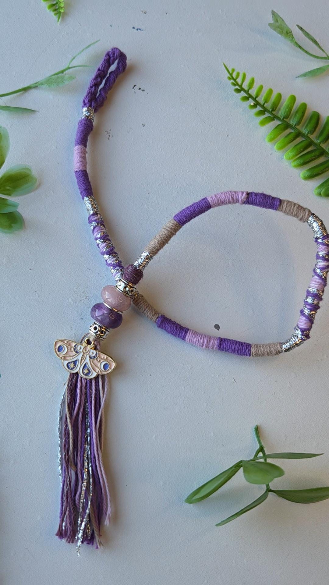 Purple and Silver Hair Wrap Extension With Butterfly Pendant  display picture 1