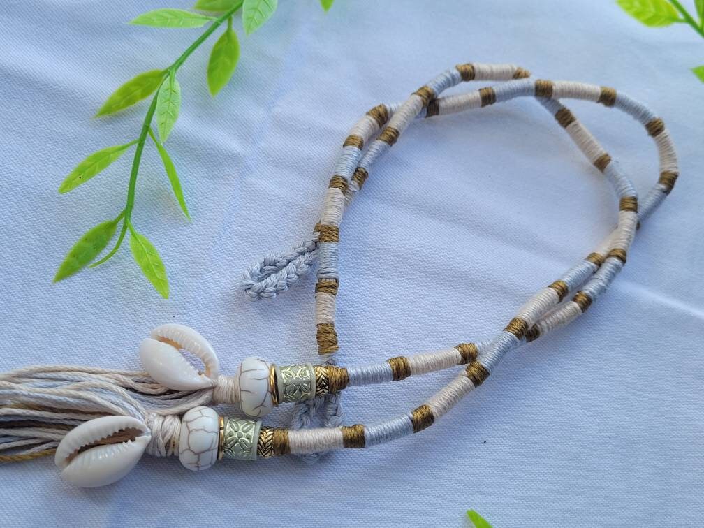 Cowrie Shell Hair Wrap Extensions With Howlite Crystal Gemstone in ...
