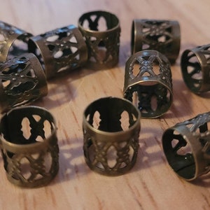 12 Bronze Braune Dread Zopf Haarspangen Dreadlock Perlen