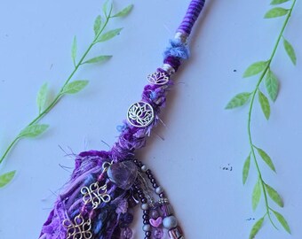 Purple Bohemian Hair Wrap With Hand Beading, Agate and  display picture 1