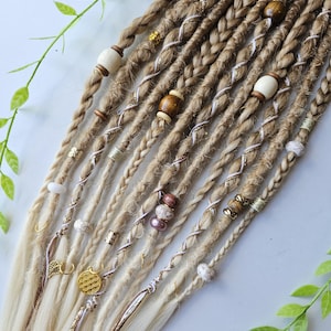 Long Blonde ombre Dreadlock Extensions with Crystals ( 12 x 20 - 22 inch ) hippie festival style Beachy temporary Braid in synthetic Dreads