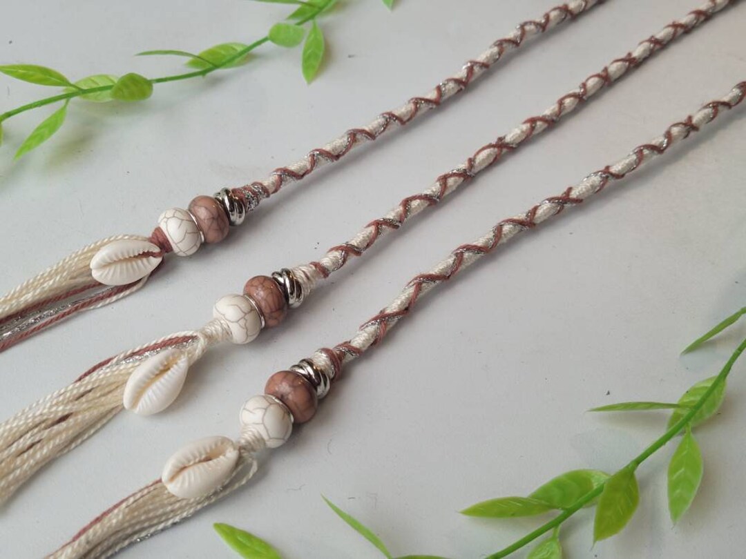 Cowrie Shell Beige & Brown Hair Wrap Fairy Lock Extension - Etsy