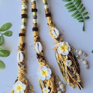Cowrie Shell, Frangipani & Jasper Hand Beaded Hair Wrap Extension ...