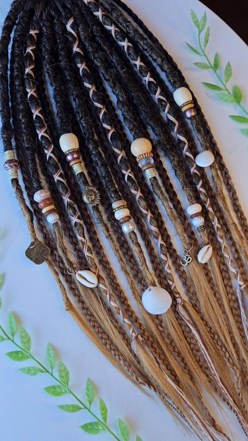 String Dreadlocks 20 18inch Brown Ombre Dreadlock and Braid Extension Pony, Seashells ...