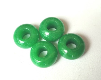 4 Jade Green Stone Dreadlock Braid Beads, Aventurine Crystal