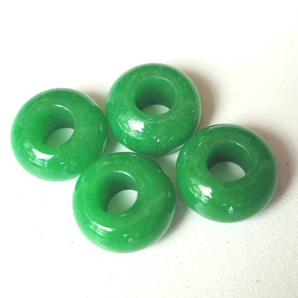 4 Jade Green Stone Dreadlock Braid Beads, Aventurine Crystal