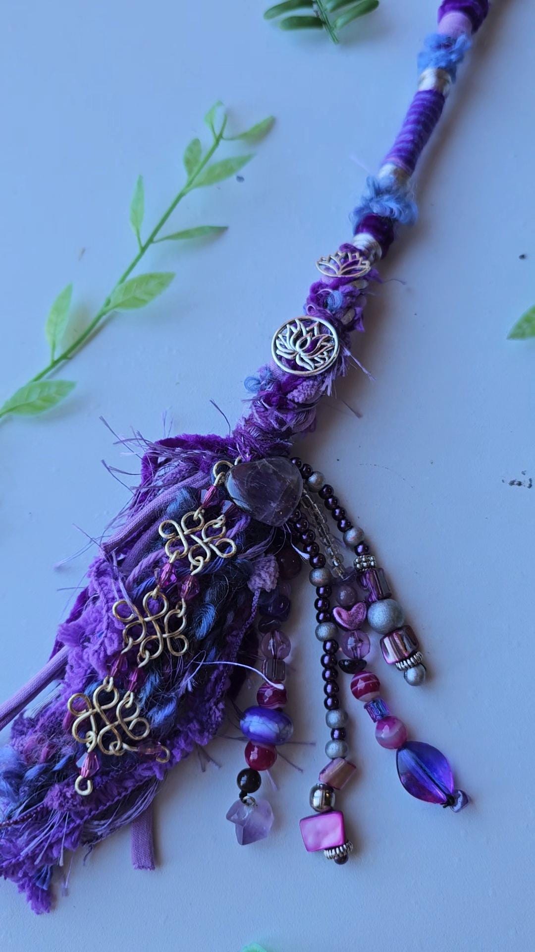 Purple Bohemian Hair Wrap With Hand Beading, Agate and  display picture 3