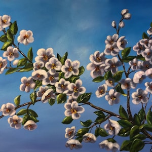 Gemälde Öl handgefertigt mit Rahmen Blumen Bild Original Spring blossom