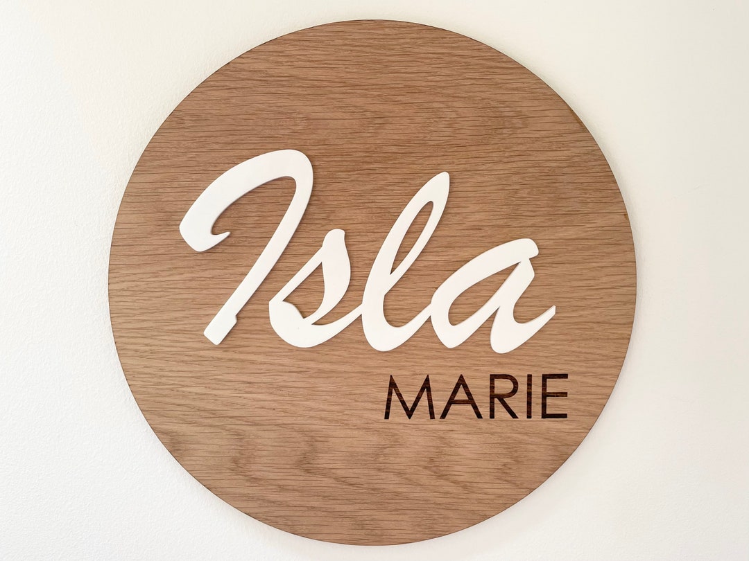 Wooden Baby Name Announcement Sign, Wood Sign for Birth Reveal, Baby