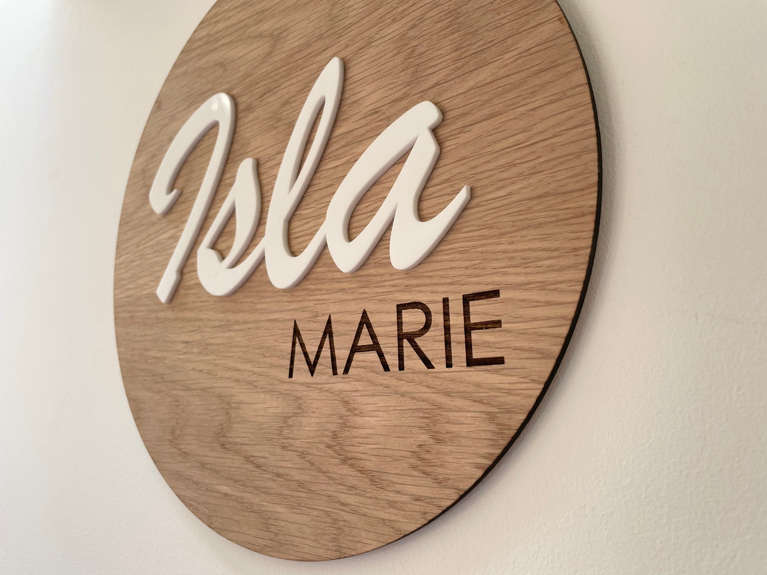 Wooden Baby Name Announcement Sign, Wood Sign for Birth Reveal, Baby