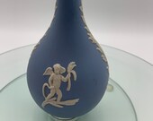 Wedgewood England Blue Jasperware Cherubs Bud Vase Vintage MCM Gift Decor Collectible Item