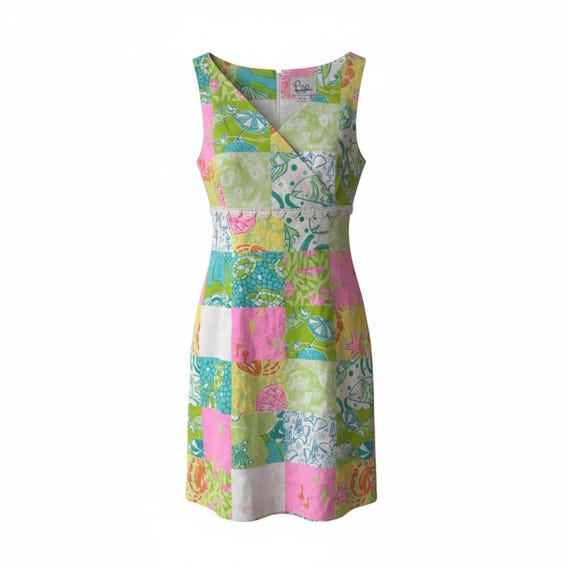 Lilly Pulitzer Colorful Patchwork Shift Dress Pre… - image 1