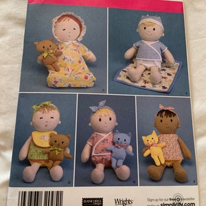 Vintage Sewing Pattern simplicity 2809 One Size Doll/Clothes/Cat and Bear 30 Pieces Uncut Never Used