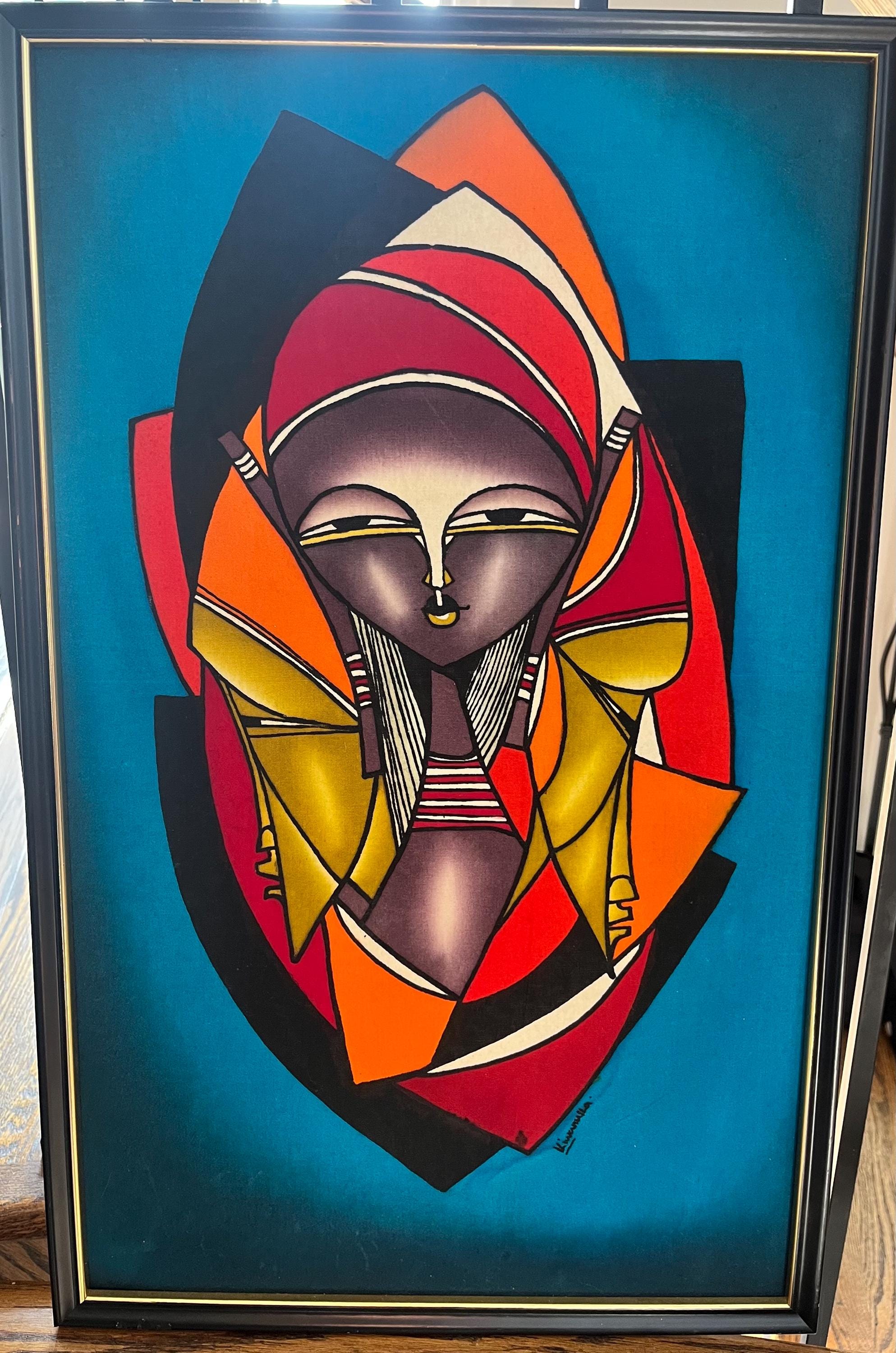 KIWANUKA KENYAN ARTIST “african Faces” Original Batik Cloth