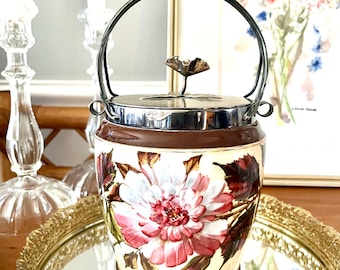 Antique English Handpainted Biscuit Barrel circa 1880 Taylor Tunnicliffe & Co. Rare Unique Collectors Item Gift Idea