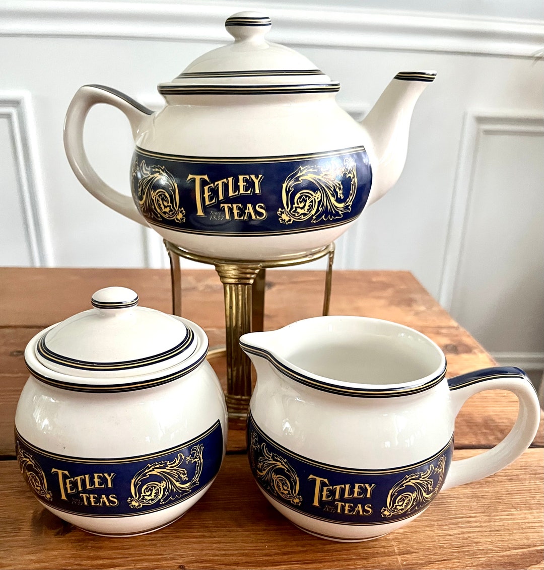 Vintage Tetley Teapot Sugar and Cream Set Collector Item Gift Etsy