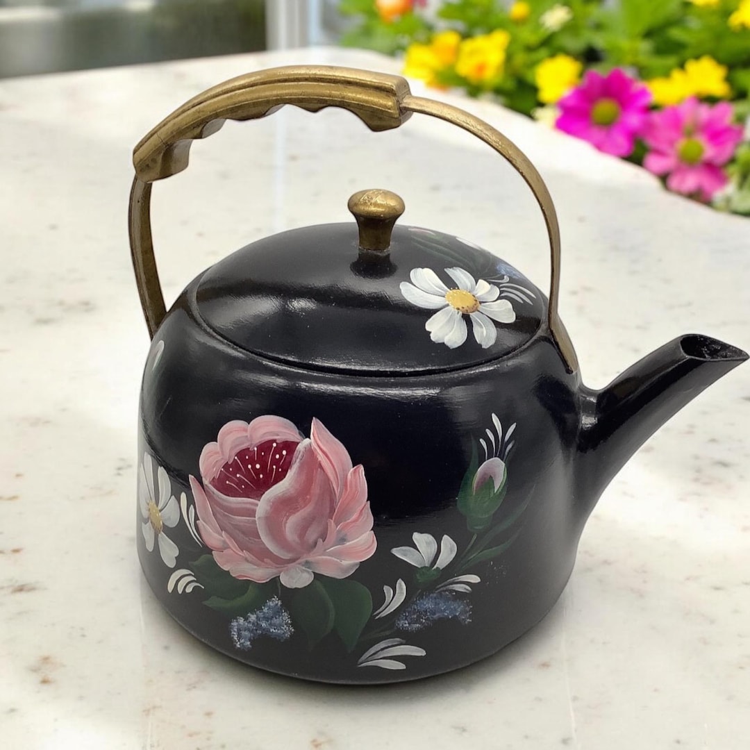 Vintage Wearever Aluminum Tea Kettle Model 3055 Toll Painted 