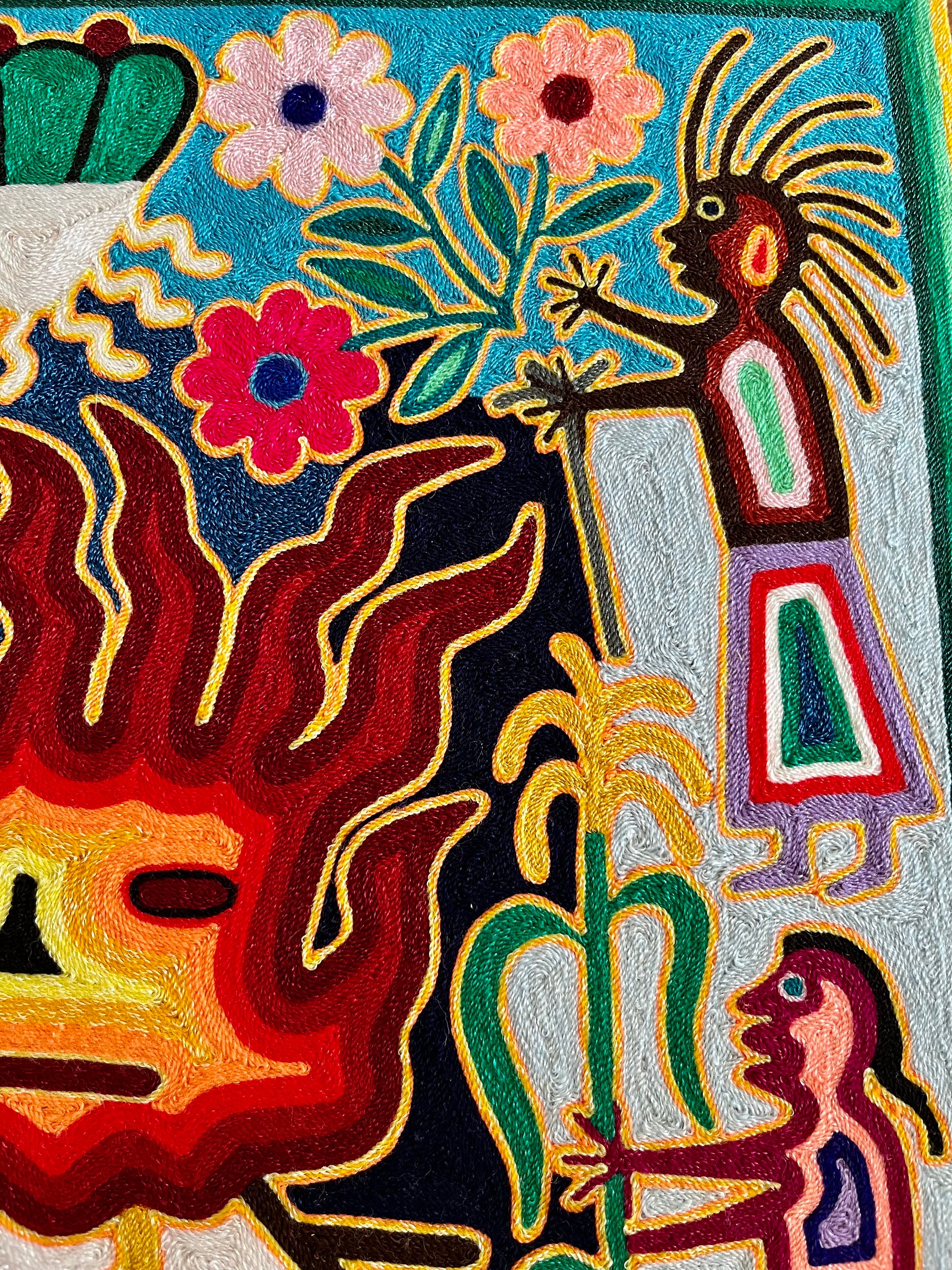 Antonio Lopez Pinedo Artist Signed Peyote Artwork Yarn