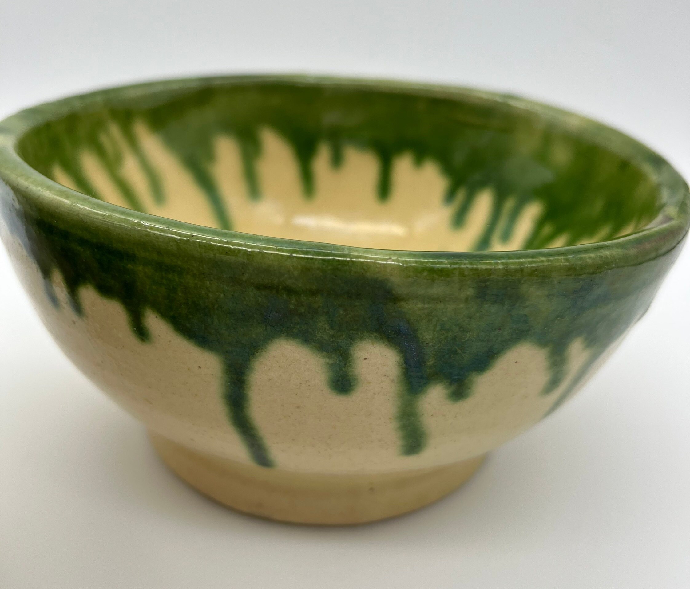 Green Drip Glazed Ceramics Food Safe Hand Made Small Serving Bowl