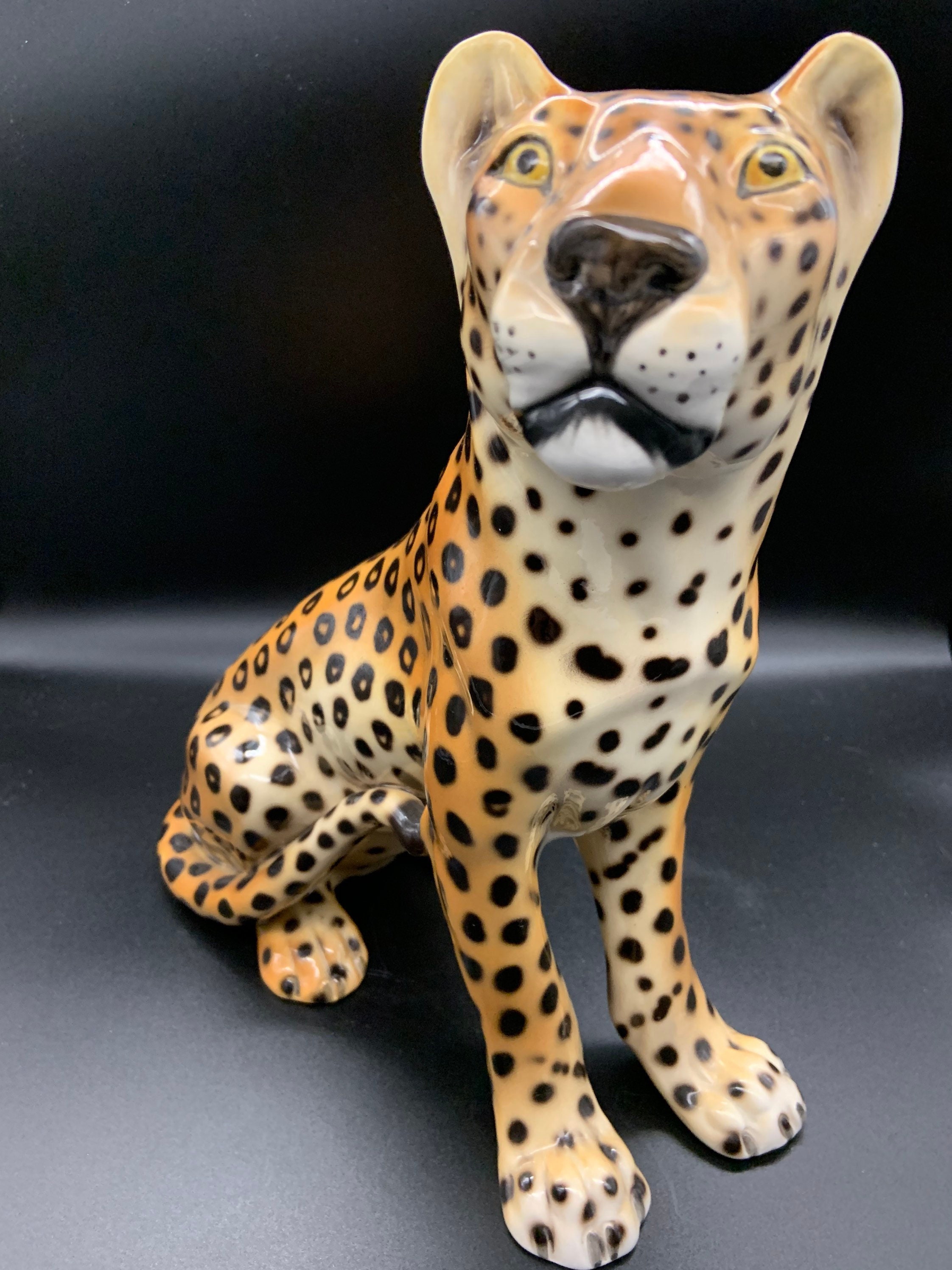 Ronzan Large Hand Painted Porcelain Leopard Sculpture Italy - Etsy