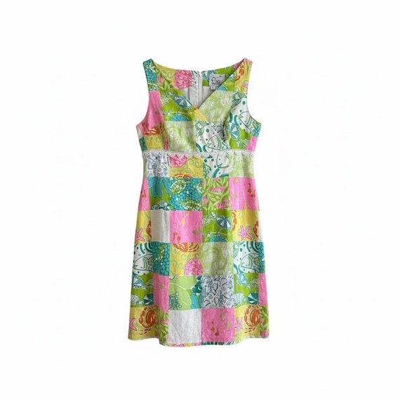 Lilly Pulitzer Colorful Patchwork Shift Dress Pre… - image 2