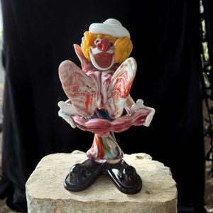 Vintage Murano Venetian Art Glass Clown Figurine Hand Blown Italian Decor
