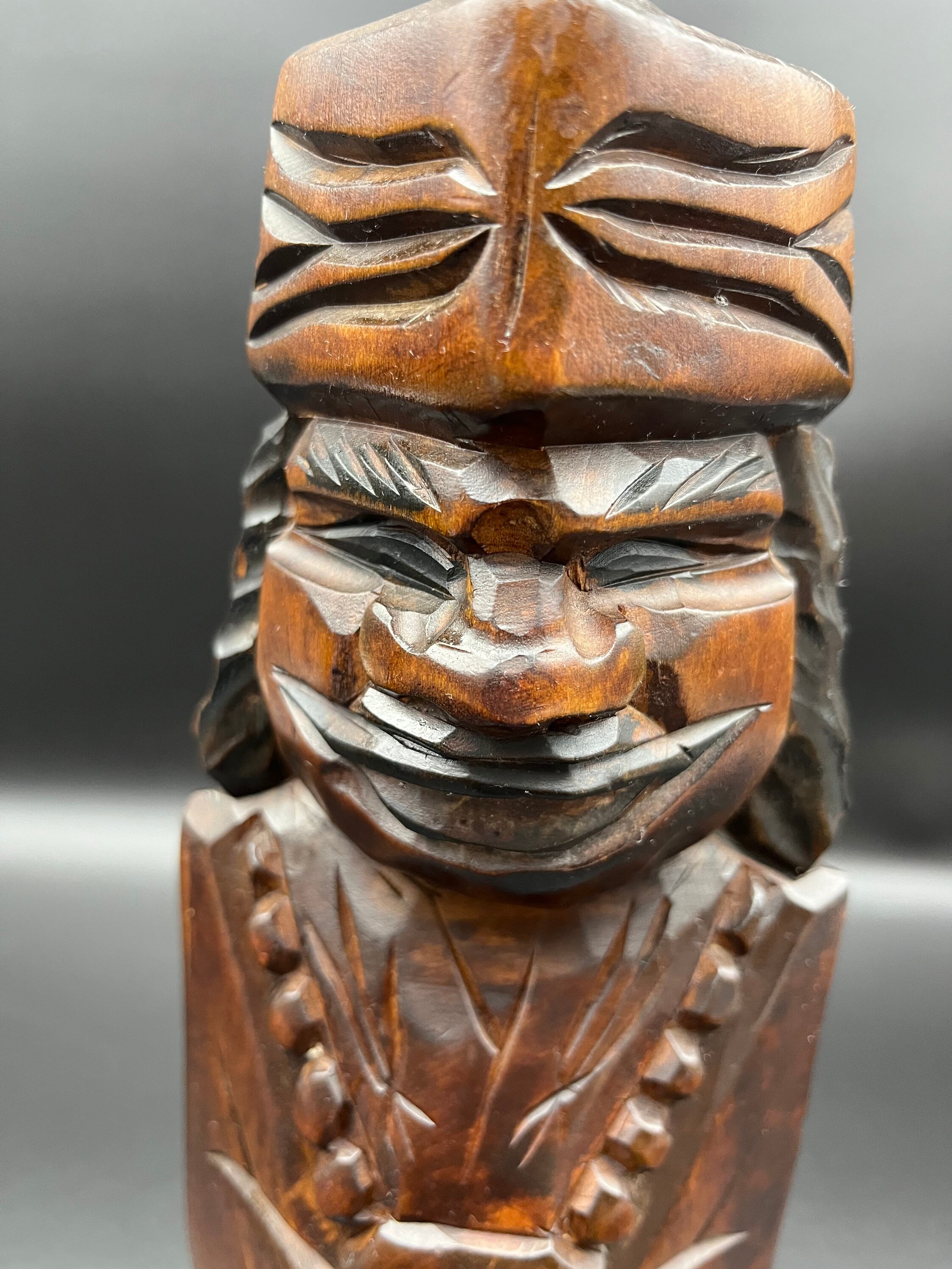 Ainu Kokeshi Vintage Wood Carving Sculpture Figurine, Hand