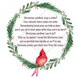 Weihnachtskardinal Erinnerungsgedicht