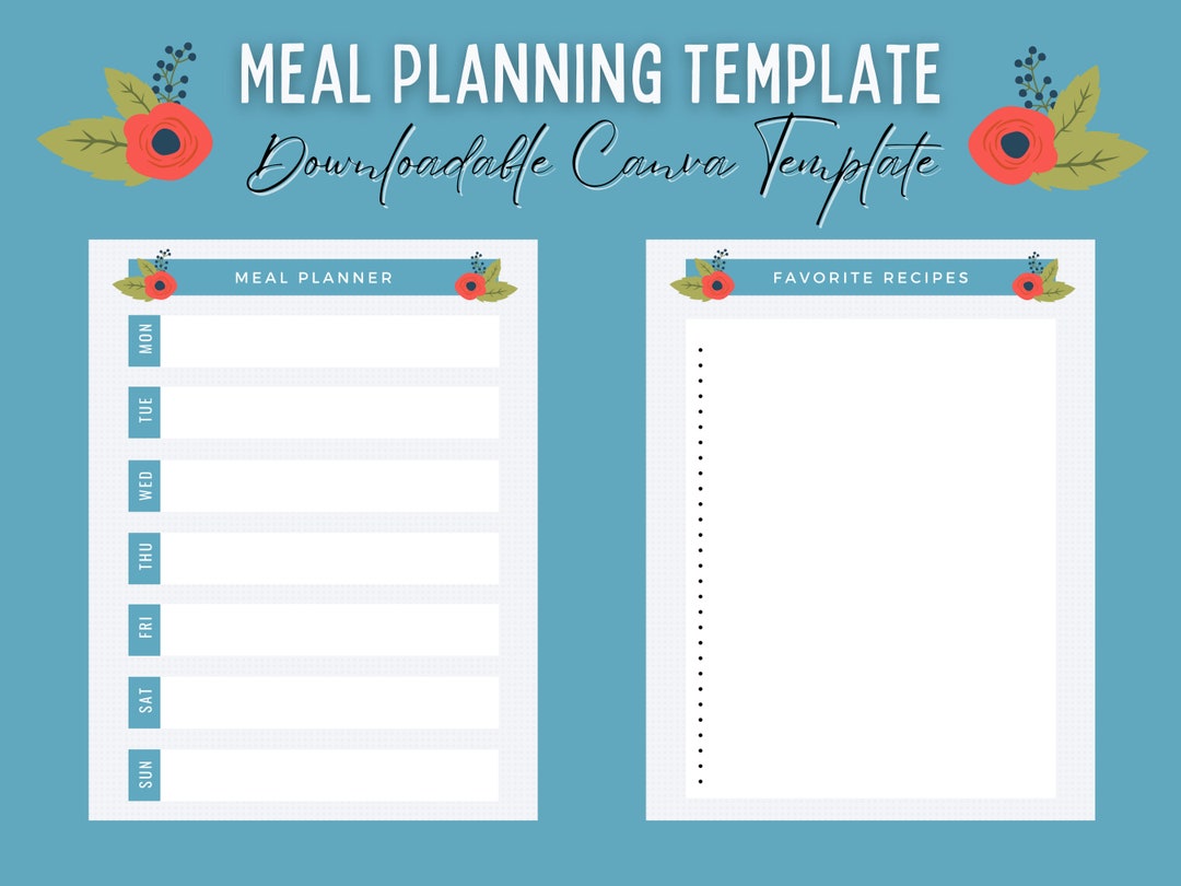 Downloadable Meal Planning Template - Etsy