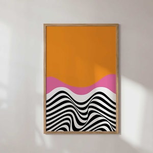 Pink and Orange Abstract Preppy Dorm Room Decor College Apartment Decor Maximalist Wall Art Modern Colorful Wall Art