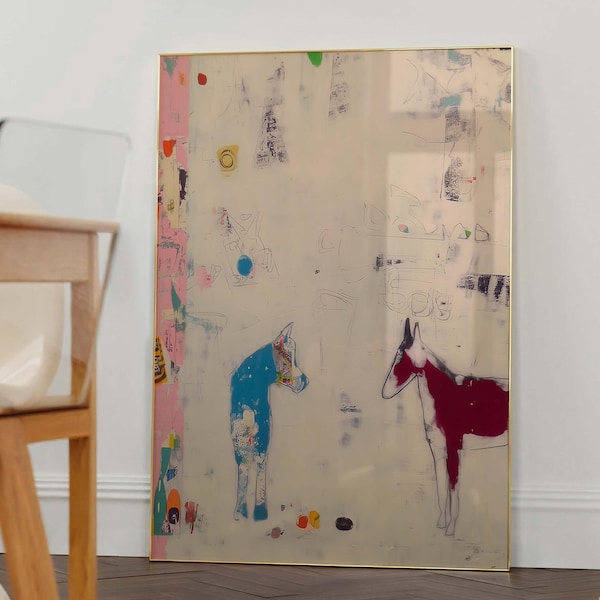Abstract Horse Wall Art | Large Modern Animal Artwork | Contemporary Minimalist Decor | Neutral Statement Wall Art