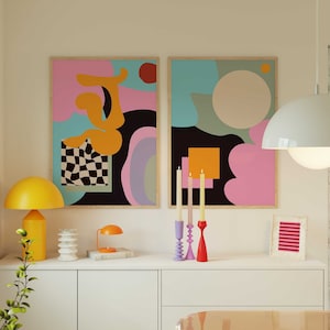 Colorful Abstract Art Print Set of 2 Prints Modern Printable Wall Art Modern Abstract Art Colorful Wall Art Colorful Print Modern Prints