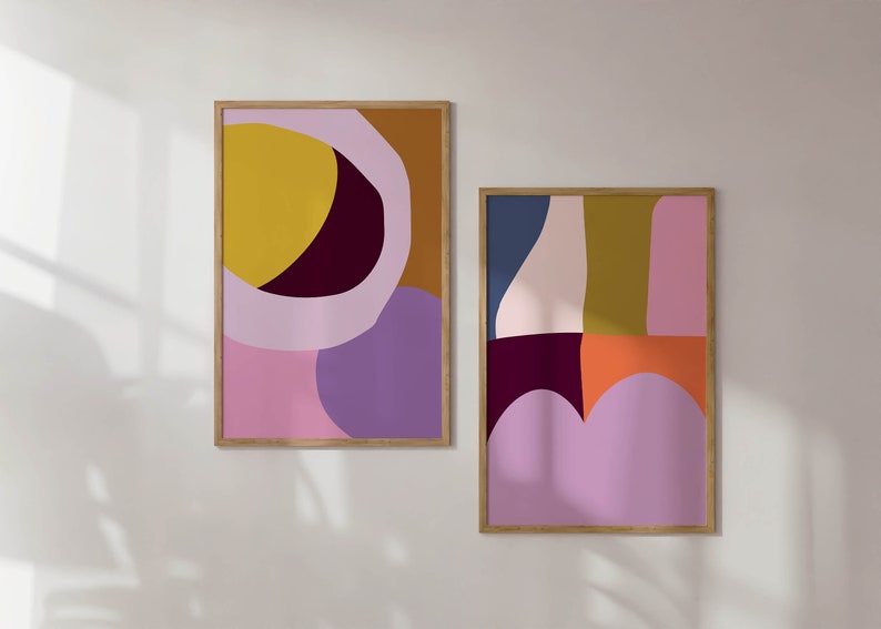 Printable Art Set Set of Two Prints Colorful Wall Art Etsy
