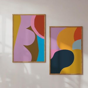 Colorful Abstract Art Abstract Set of 2 Prints Colorful Printable Colorful Wall Art Contemporary Home Decor Digital Download Modern Prints