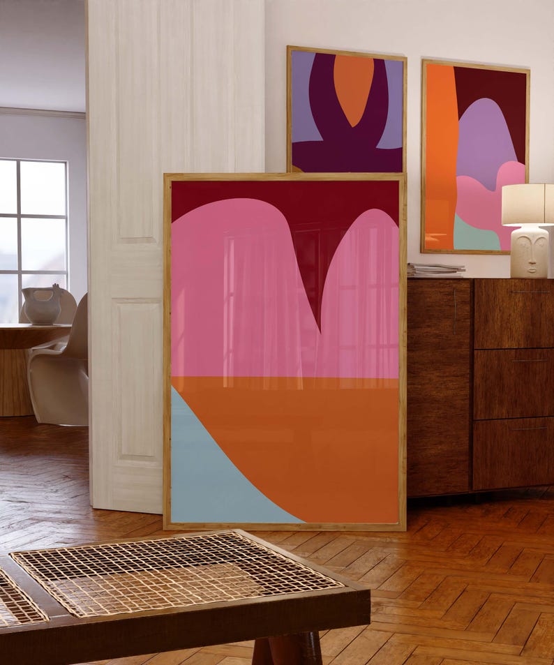 Color Pop Abstract Trio | Modern Gallery Prints | Bold Wall Decor for ...