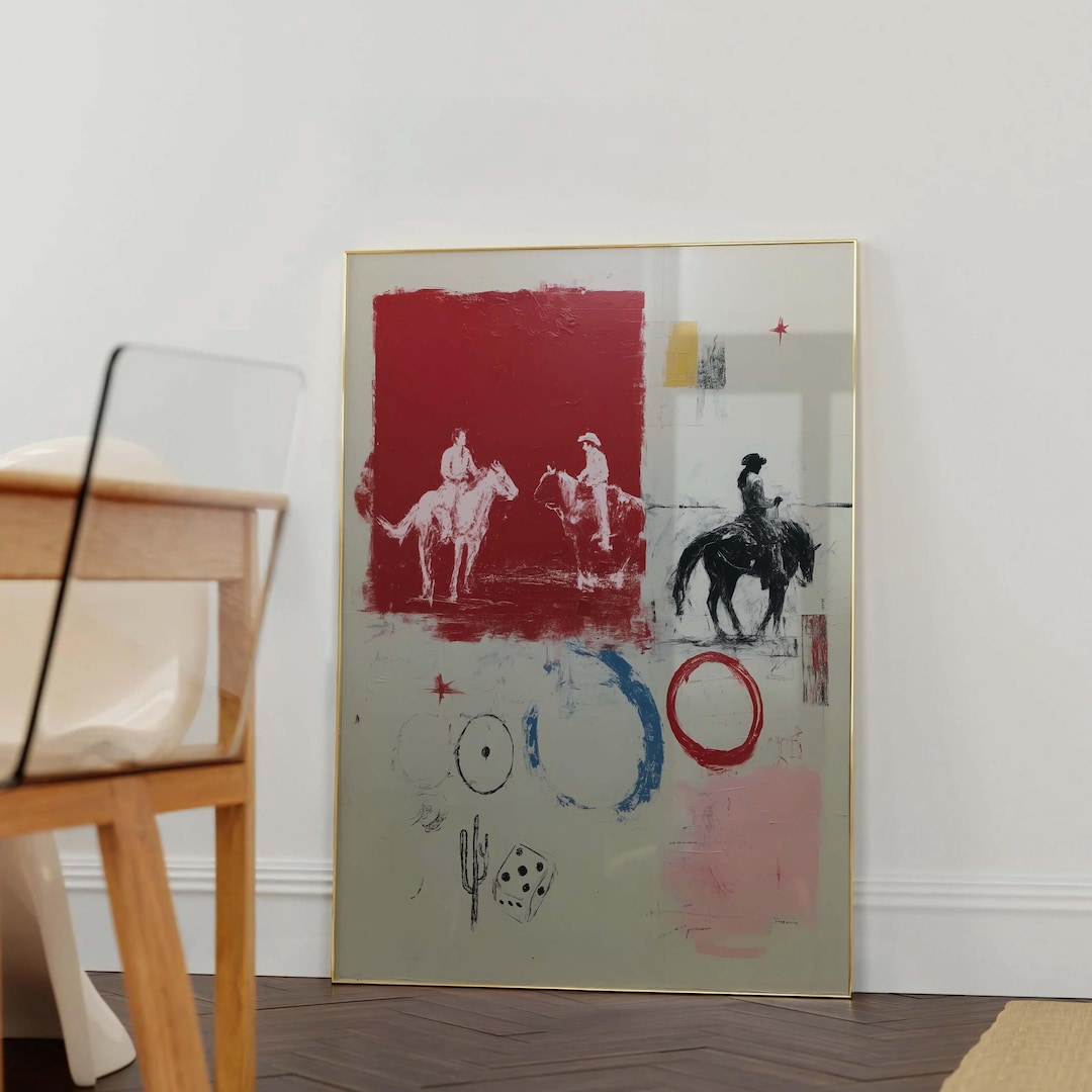 Western Cowboy Wall Art | Abstract Horse Print | Modern Ranch Decor ...
