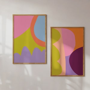 Abstract Pastel Prints: Modern Gallery Wall Art Set (Digital Download)