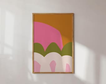 Pink Abstract Wall Art Print Modern Minimalist Poster Pastel Home Decor Colorful Contemporary Art Aesthetic Living Room Print